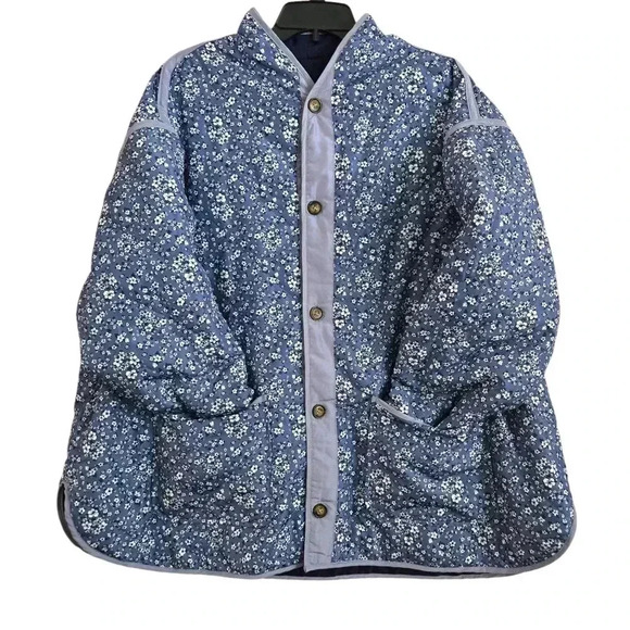 Sabrina Lauren Reversible Quilted Jacket Floral/ Blue Size 3XL - Picture 5 of 10
